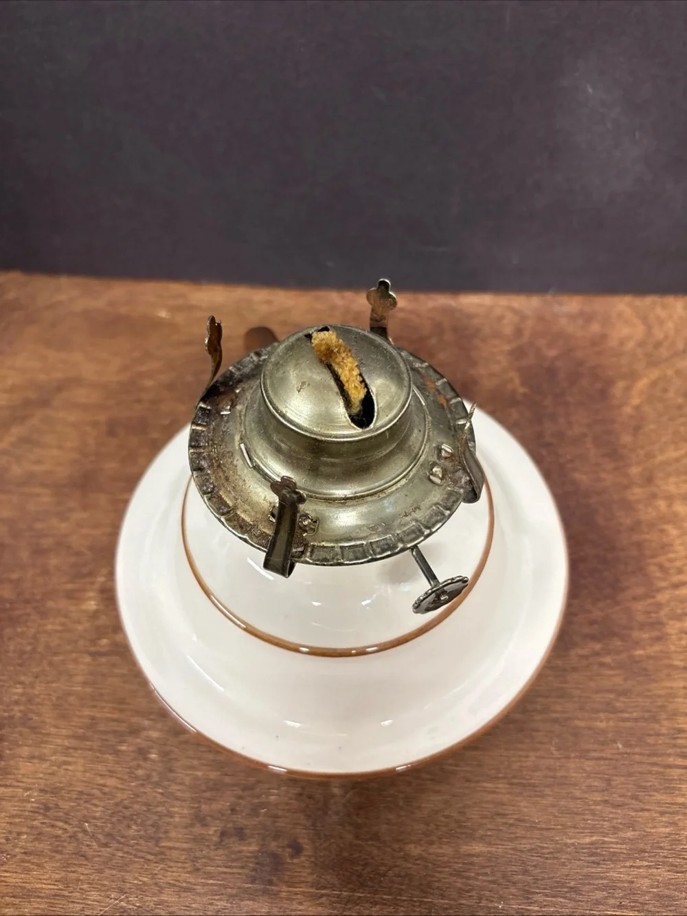 Lamplight Farms USA Cream and Gold Vintage Glass Oil Lamp
